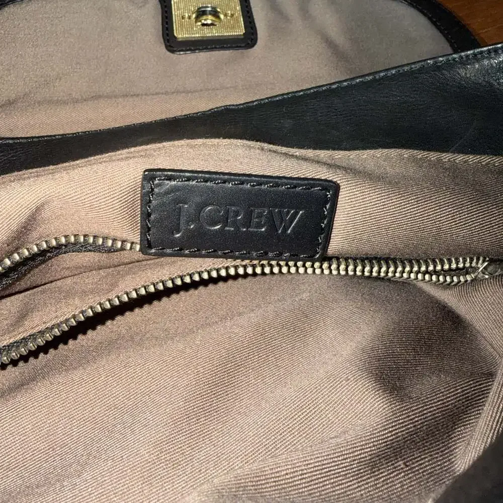 J. Crew Brompton Hobo Flap Bag Purse Satchel Black Pebbled Leather Large